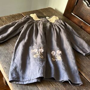 Apolina 5-7y cotton embroidered smock dress with knit Peter Pan collar 🌸🩷